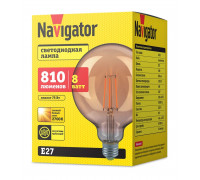Светодиодная (LED) лампа Navigator NLL-F-G125-8-230-2.7K-E27-GD 8 Вт Шар (80541) Теплый белый свет