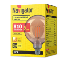 Светодиодная (LED) лампа Navigator NLL-F-G125-8-230-2.7K-E27-GD 8 Вт Шар (80541) Теплый белый свет