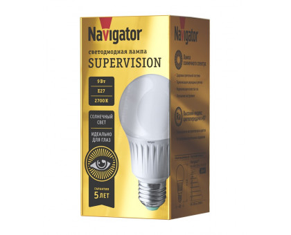 Светодиодная (LED) лампа Navigator NLL-A60-9-230-2.7K-E27-FR-SV 9 Вт Груша (80548) Теплый белый свет