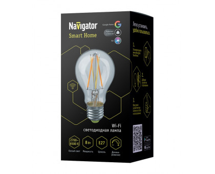 Светодиодная (LED) лампа Navigator NLL-F-A60-8-230-WWW-E27-WIFI 8 Вт Груша (80554) Теплый/Холодный/Дневной свет