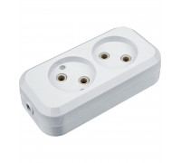 Электрическая колодка Navigator NCA-BL01-02-X-WH 16А 2 розетки IP20 (61583) без заземления