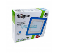 Квадратлый встраиваемый светодиодный (LED) светильник 192х192 Navigator NLP-SC2-12+3W-WB-LED 12/3Вт 4000/синий IP20 (71825) Белый