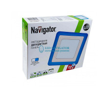 Квадратлый встраиваемый светодиодный (LED) светильник 192х192 Navigator NLP-SC2-12+3W-WB-LED 12/3Вт 4000/синий IP20 (71825) Белый