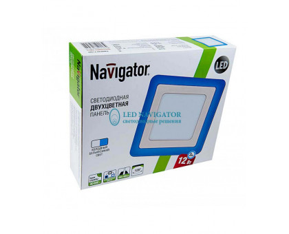 Квадратлый встраиваемый светодиодный (LED) светильник 192х192 Navigator NLP-SC2-12+3W-WB-LED 12/3Вт 4000/синий IP20 (71825) Белый