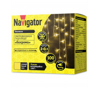 Уличная светодиодная (LED) гирлянда Бахрома Navigator NGF-I02-100WW-8-3.5m-230-TR-IP44 Теплый белый свет IP44 (61843) 2 х 0,5 м.