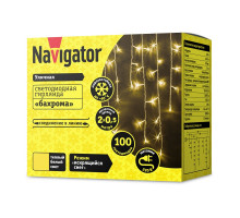 Уличная светодиодная (LED) гирлянда Бахрома Navigator NGF-I02-100WW-8-3.5m-230-TR-IP44 Теплый белый свет IP44 (61843) 2 х 0,5 м.