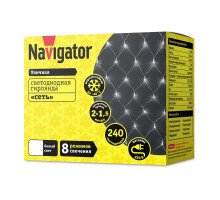 Уличная светодиодная (LED) гирлянда Сеть Navigator NGF-N01-240B-12-2x1.5m-230-TR-IP44 Синий свет IP44 (61856) 2 х 1,5 м.