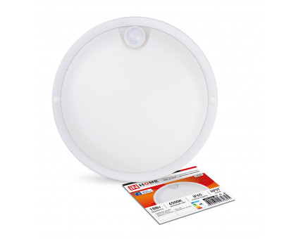 Круглый накладной (LED) светильник ЖКХ ДПБ IN HOME СПП-Д-КРУГ 18Вт 6500К IP65 160х50 мм (4690612032825) с инфракрасным датчиком движения