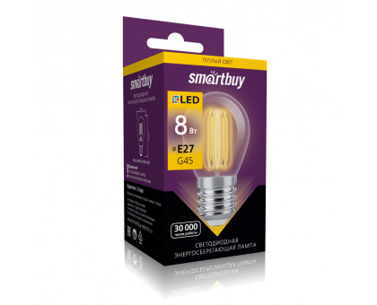 Светодиодная (LED) лампа Smartbuy 8Вт 3000K Шар (SBL-G45F-5-30K-E27) Теплый белый свет