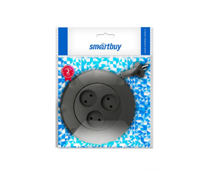 Бытовой удлинитель Smartbuy 10А 2200Вт 3 розетки 3 м. черный (SBE-10-3-03-B) круглый без заземлением