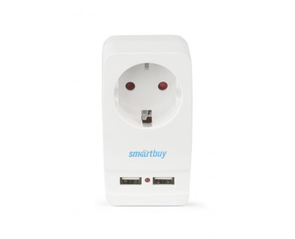 Адаптер Smartbuy 16А 3500Вт 1 розетка 2 USB разъема (SBE-16-A05-USB) с заземлением