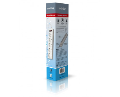 Сетевой фильтр Smartbuy 10А 2200Вт 5 розеток 3 м. белый (SBSP-30-W) без заземлением