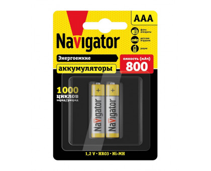 Аккумулятор Ni-MH Navigator NHR-800-HR03-BP2 1,2В 800 мАч (94461)