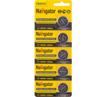 Литиевая батарейка Navigator NBT-CR2016-BP5 3В 2016 (94763) 5 шт./уп.