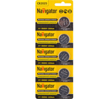 Литиевая батарейка Navigator NBT-CR2025-BP5 3В 2025 (94764) 5 шт./уп.