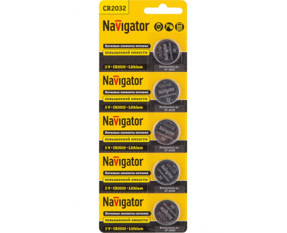 Литиевая батарейка Navigator NBT-CR2032-BP5 3В 2032 (94765) 5 шт./уп.