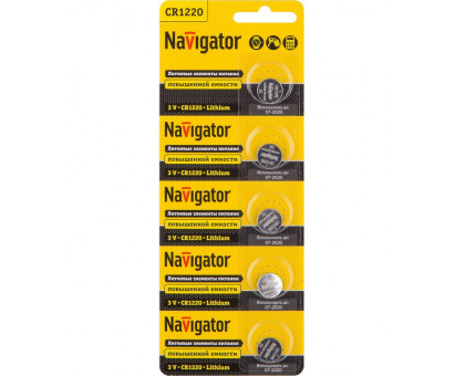 Литиевая батарейка Navigator NBT-CR1220-BP5 3В 1220 (94778) 5 шт./уп.
