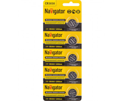 Литиевая батарейка Navigator NBT-CR1616-BP5 3В 1616 (94779) 5 шт./уп.