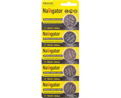 Литиевая батарейка Navigator NBT-CR2430-BP5 3В 2430 (94781) 5 шт./уп.