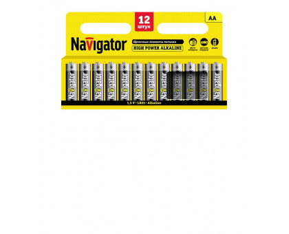 Щелочная батарейка Navigator NBT-NE-LR6-BP12 1.5В AA (94782) 12 шт./уп.