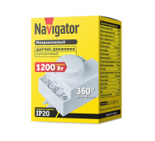 Инфракрасный датчик движения Navigator NS-MS03-WH 1200Вт IP20 потолочный в светильник (80455) с регулировкой уровня освещенности и времени выключения