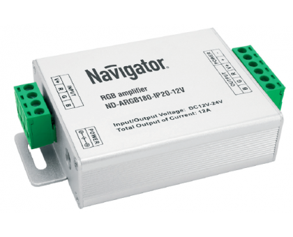 Усилитель RGB для светодиодной (LED) ленты Navigator ND-ARGB180-IP20-12V 12-24В 15А 180/360 Вт (71494)