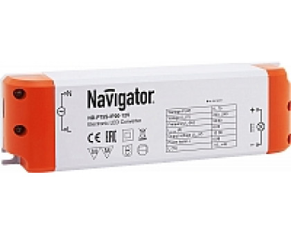 Блок питания (драйвер) Navigator 12В ND-P75S-IP20-12V 75Вт IP20 (94680) пластиковый
