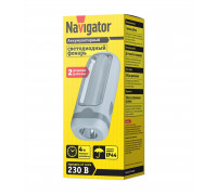 Пластиковый ручной светодиодный (LED) фонарь Navigator NPT-CP19-ACCU с аккумулятором 800мАч (14028) 2 режима работы