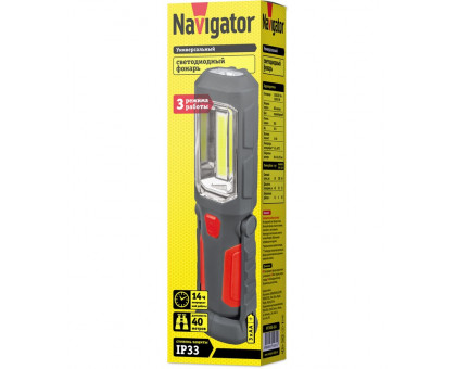 Светодиодный (LED) фонарь для работы Navigator NPT-W06-3АА на батарейках 3AA (14031) 3 режима работы