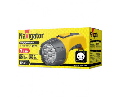 Пластиковый ручной светодиодный (LED) фонарь Navigator NPT-CP04-ACCU с аккумулятором 700мАч (94952) 2 режима работы