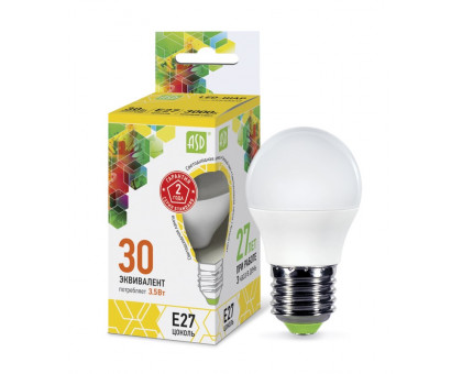 Лампа светодиодная LED-ШАР-standard 3.5Вт 230В Е27 3000К 320Лм ASD (4690612000374)