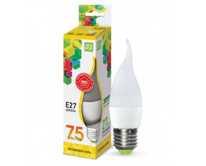 Лампа светодиодная LED-СВЕЧА НА ВЕТРУ-standard 7.5Вт 230В Е27 3000К 675Лм ASD (4690612004570)