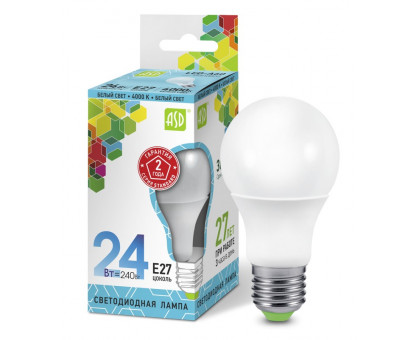 Лампа светодиодная LED-A65-standard 24Вт 230В Е27 4000К 2160Лм ASD (4690612014272)