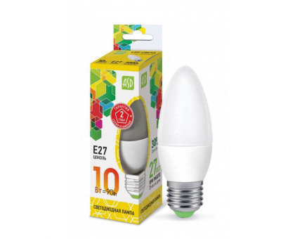 Лампа светодиодная LED-СВЕЧА-standard 10Вт 230В Е27 3000К 900Лм ASD (4690612015538)