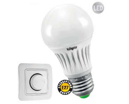 Диммируемая светодиодная (LED) лампа Navigator NLL-A55-8-230-2.7K-E27-DIMM 8Вт Е27 Груша (94375) Теплый белый свет