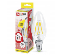 Лампа светодиодная LED-СВЕЧА-deco 7Вт 230В Е14 3000К 630Лм прозрачная IN HOME (4690612007601)