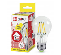 Лампа светодиодная LED-A60-deco 9Вт 230В Е27 3000К 810Лм прозрачная IN HOME (4690612008066)