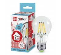Лампа светодиодная LED-A60-deco 9Вт 230В Е27 4000К 810Лм прозрачная IN HOME (4690612008073)