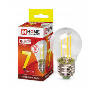 Лампа светодиодная LED-ШАР-deco 7Вт 230В Е27 3000К 630Лм прозрачная IN HOME (4690612016320)