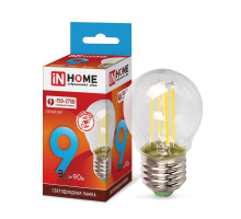 Лампа светодиодная LED-ШАР-deco 7Вт 230В Е27 4000К 630Лм прозрачная IN HOME (4690612016337)