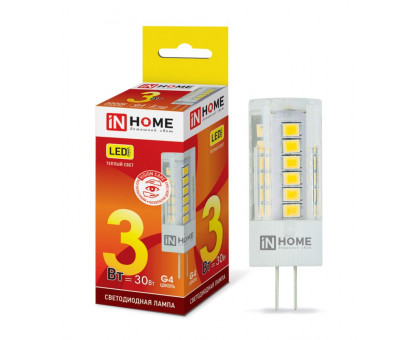 Лампа светодиодная LED-JC-VC 3Вт 12В G4 3000К 260Лм IN HOME