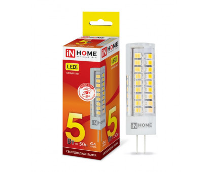 Лампа светодиодная LED-JC-VC 5Вт 12В G4 3000К 450Лм IN HOME