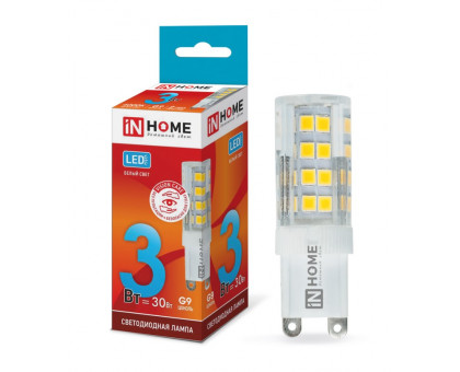 Лампа светодиодная LED-JCD-VC 3Вт 230В G9 4000К 260Лм IN HOME (4690612019864)