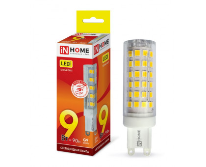 Лампа светодиодная LED-JCD-VC 9Вт 230В G9 3000К 810Лм IN HOME (4690612019925)