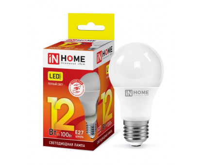 Лампа светодиодная LED-A60-VC 12Вт 230В Е27 3000К 1080Лм IN HOME (4690612020235)