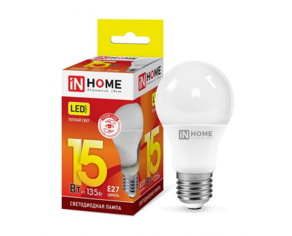 Лампа светодиодная LED-A60-VC 15Вт 230В Е27 3000К 1350Лм IN HOME (4690612020266)