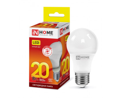 Лампа светодиодная LED-A60-VC 20Вт 230В Е27 3000К 1800Лм IN HOME (4690612020297)