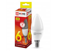 Лампа светодиодная LED-СВЕЧА-VC 6Вт 230В Е14 3000К 540Лм IN HOME (4690612020389)