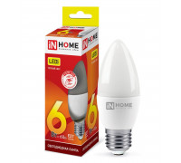 Лампа светодиодная LED-СВЕЧА-VC 6Вт 230В Е27 3000К 540Лм IN HOME (4690612020402)
