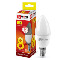 Лампа светодиодная LED-СВЕЧА-VC 8Вт 230В Е14 3000К 720Лм IN HOME (4690612020426)